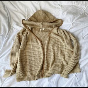 Abercrombie & Fitch Tan Knit Hooded Cardigan